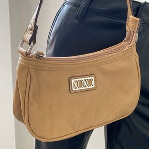 Vintage Y2K XOXO Brand Tan Mini Logo Faux Leather Shoulder Bag